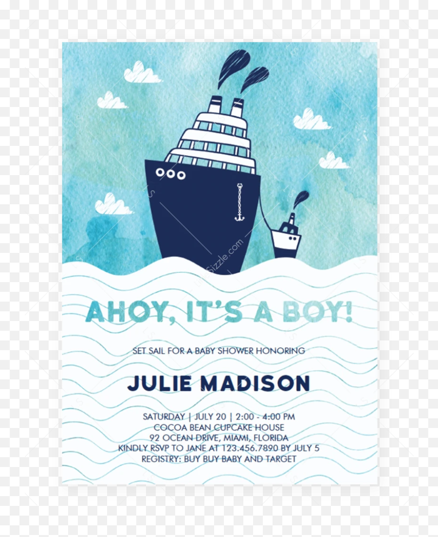 Boy Baby Shower Invitation Template - Baby Shower Emoji,Cruise Ship Emoji