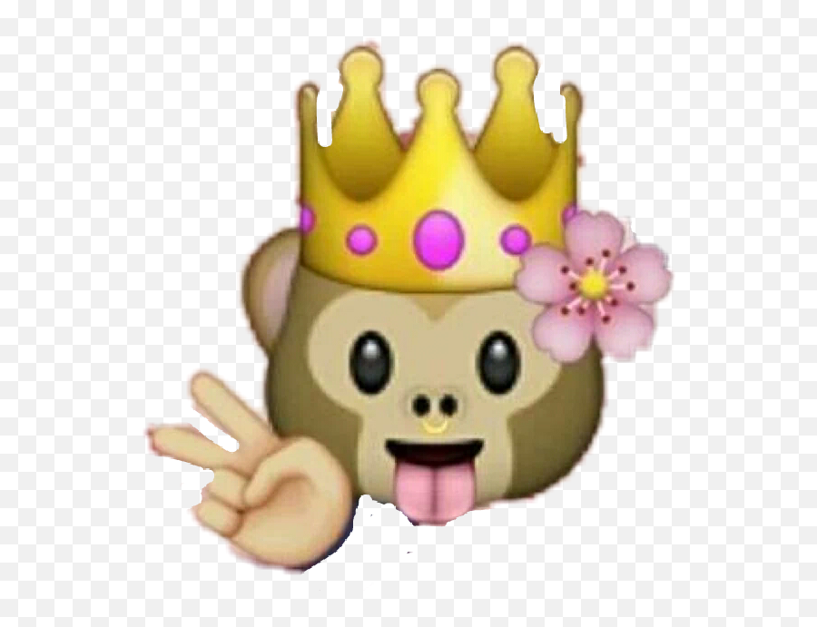 Emojis Emoji Flowers Affe Monkey Peace - Monkey Emoji With Crown,Peace Finger Emoji