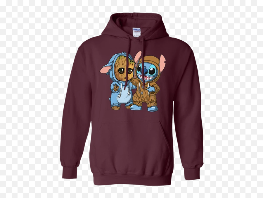 Stitch Forever T Shirt Pullover Hoodie - Stitch And Baby Groot Emoji,Groot Emoji