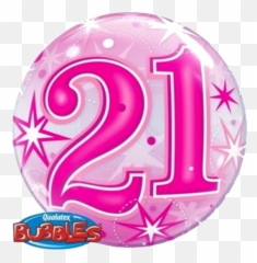 21st Birthday Pink Stardust Bubble - 21 Balloon Emoji,21st Birthday Emoji
