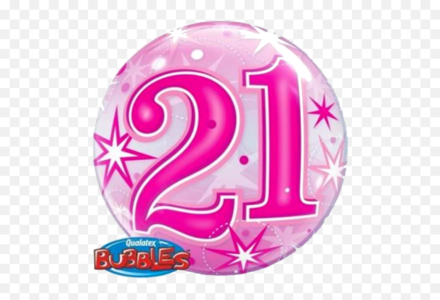21st Birthday Pink Stardust Bubble - 21 Balloon Emoji,21st Birthday Emoji