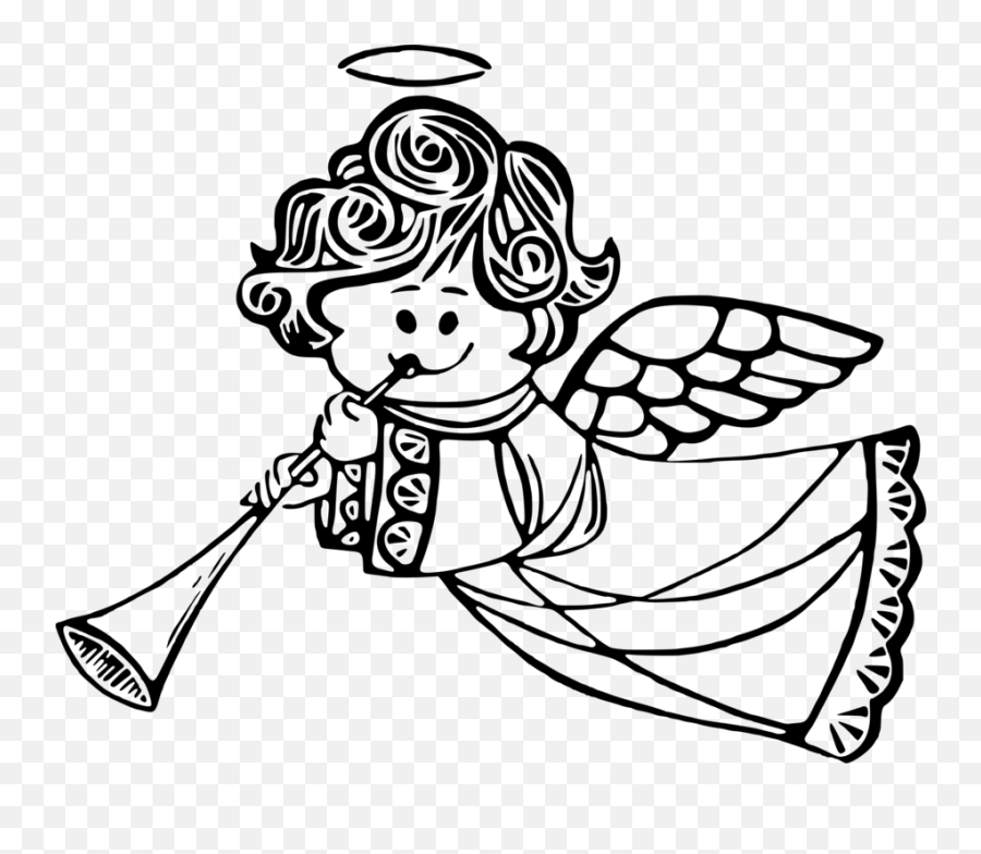 Artmonochrome Photographyartwork Png Clipart - Royalty Cute Angel Clipart Black And White Emoji,Angel With Horns Emoticon