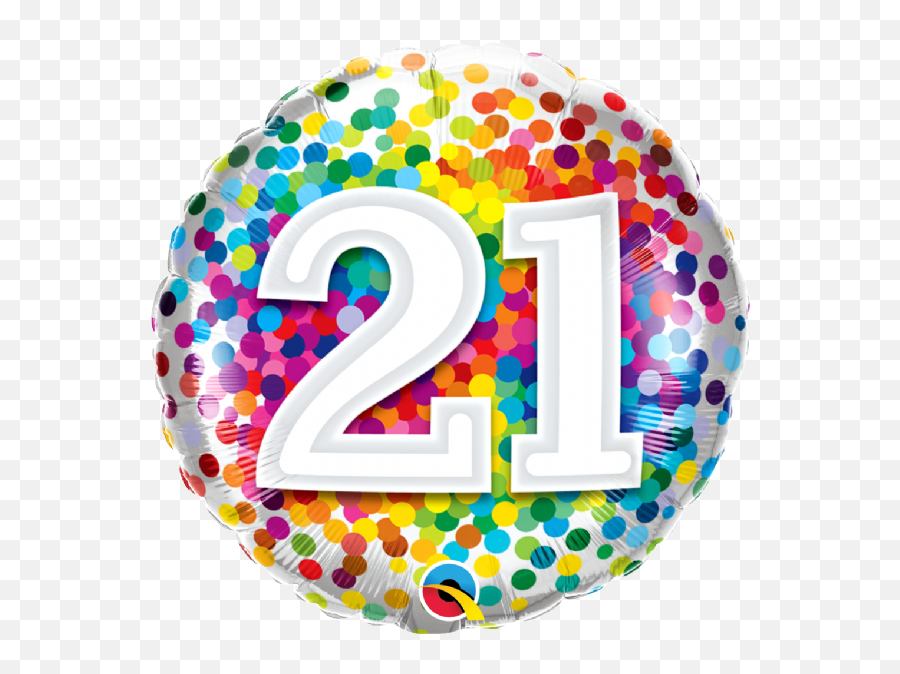 Rainbow Confetti 21st Birthday Foil Balloon - 50 Balloon Emoji,21st Birthday Emoji