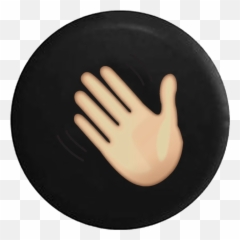 Waving Hand Wave Text Emoji Jeep Camper Spare Tire Cover Custom Size - Black Background