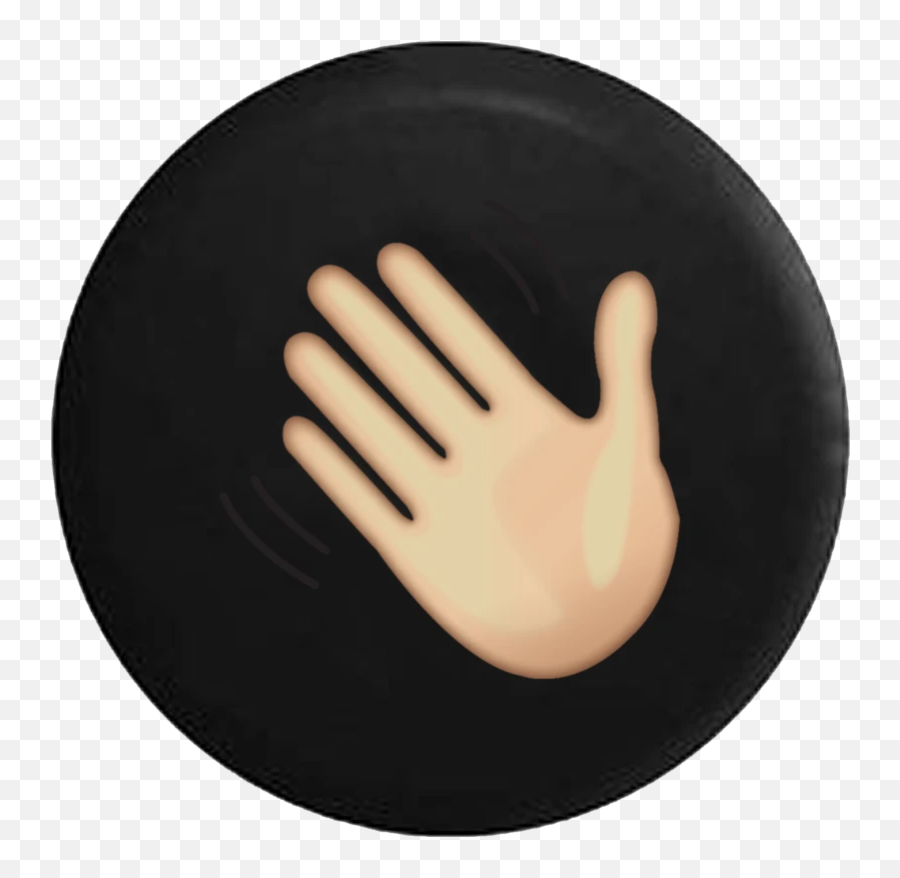 Waving Hand Wave Text Emoji Jeep Camper Spare Tire Cover Custom Size - Wave Hand Black Background,Hand Wave Emoji