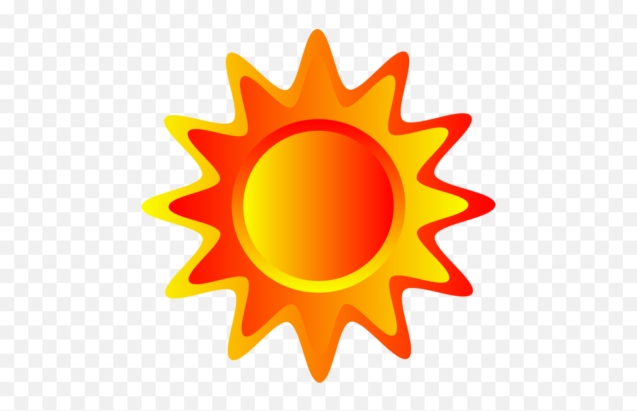 Red Orange And Yellow Sun Vector - Sun Yellow Orange Cartoon Emoji,Beach Umbrella Emoji