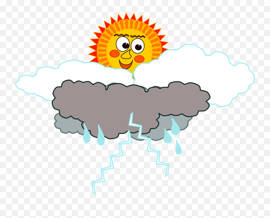 Clouds Face Rain Sol Nuvem Chuva Raio Tempo Sun - Sol Com Nuvem De Chuva Emoji,Emojis In Outlook