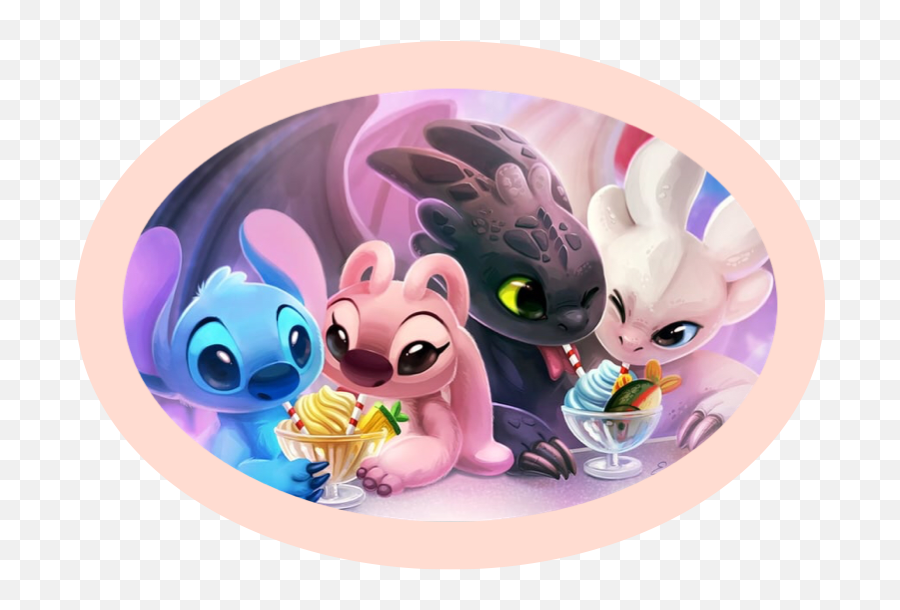 Cute Love Disney Stitch Angel Toothless - Stitch And Toothless Emoji,Toothless Smile Emoji
