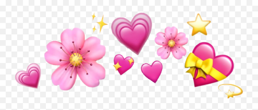Sticker Crown Emoji Emoticon Pink Whatsapp Heart Flower - Heart Emoji Crown Transparent,Flower Emoticon
