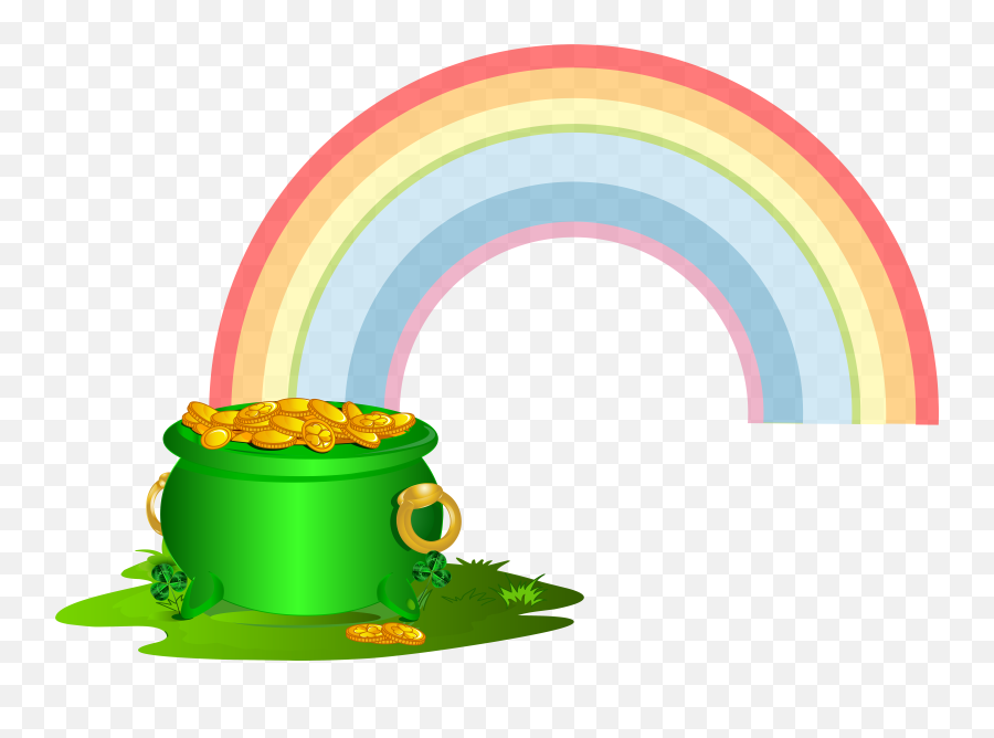 Green Pot Of Gold With Rainbow Png Clip Art Imageu200b - Pot Of Gold Green Emoji,Pot Of Gold Emoji
