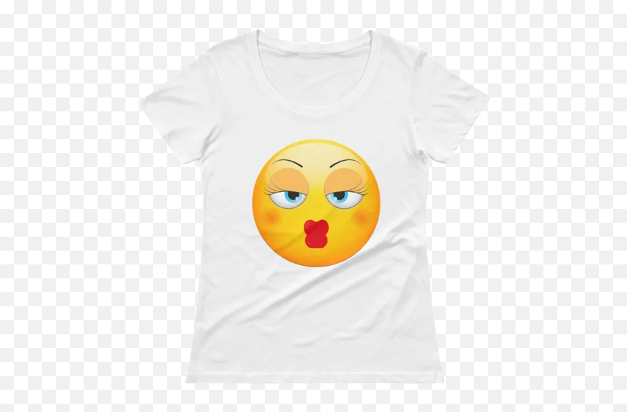 Ladiesu0027 Baby Kiss Emoji Scoopneck T - Shirt,Kiss Emoji Face