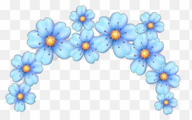 Flower Crown Blue Flowers Tumblr Kawaii - Emoji Flower Crown Png,Blue Flower Emoji