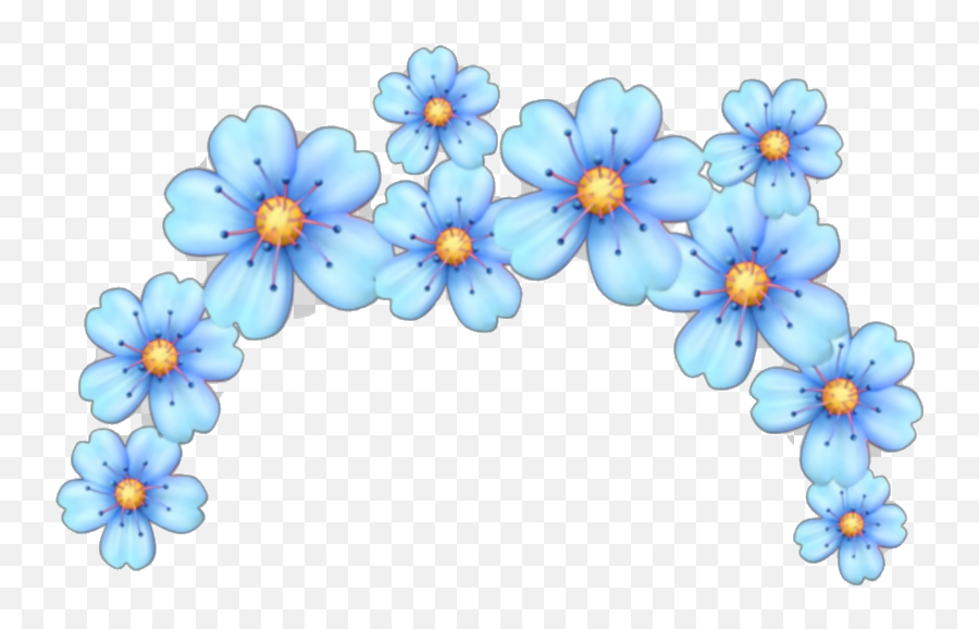 Flower Crown Blue Flowers Tumblr Kawaii - Emoji Flower Crown Png,Blue Flower Emoji