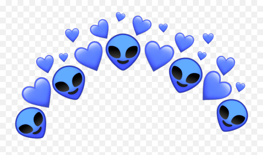 Download Alien Tumblr Blue Et Emoji Heart Crown Cute Feature - Green Heart Crown Transparent,Blue Heart Emoji