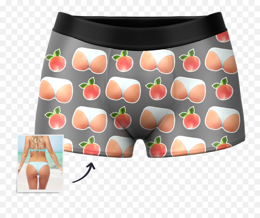 Custom Peach Photo Face Boxer Shorts - Boxer Shorts Emoji,Peach Emoji Shorts