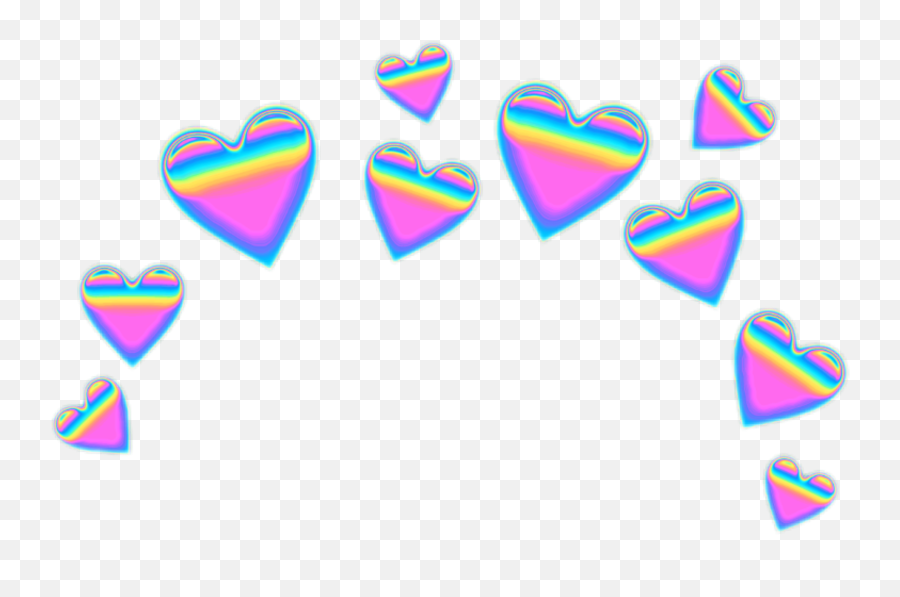 Emoji Holographic Rainbow Hearts Crown Freetoedi - Purple Heart Crown,Martini Emoji