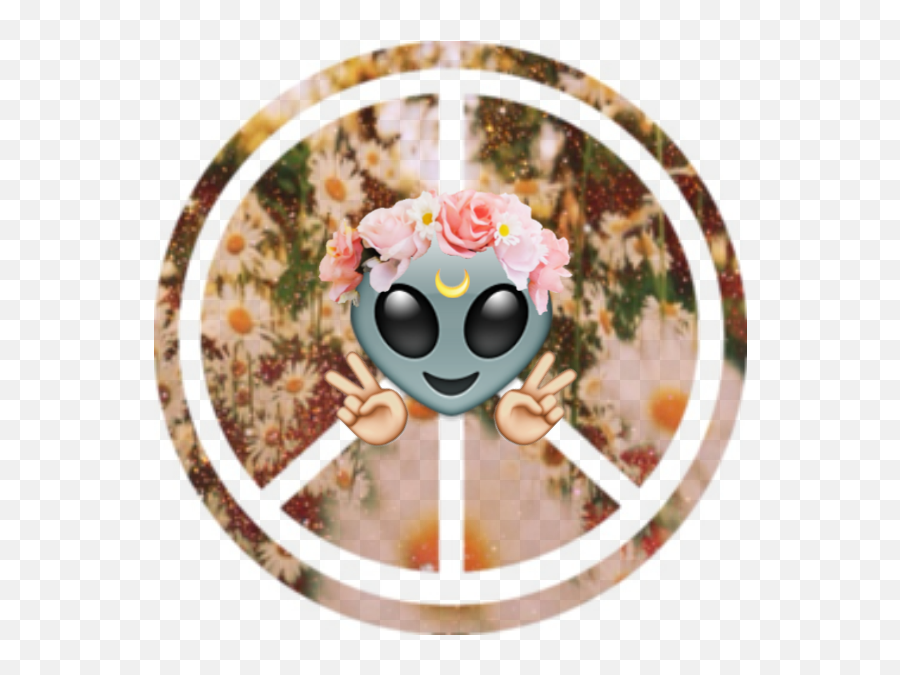 Hippie Alien Flower Power Shared - Transparent Peace Signs Emoji,Hippie Emojis