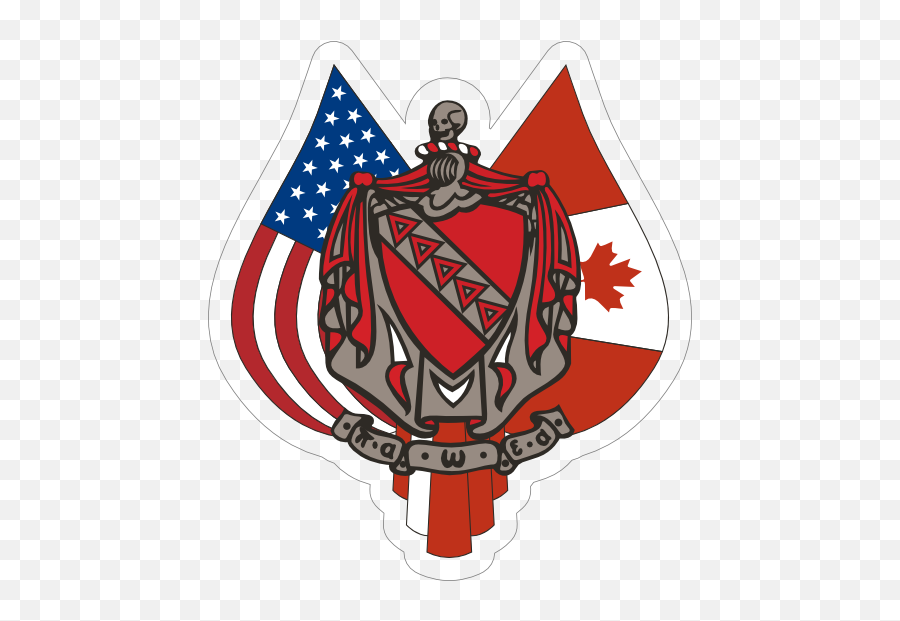 Tau Kappa Epsilon Uscanadian Flag Coat Of Arms Die Cut Sticker - Tau Kappa Epsilon Emoji,Flag And Rocket Ship Emoji