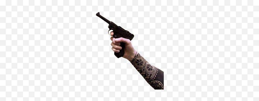 Black Tattoo Pistol Gun Arm - Solid Emoji,Emoji Tattoo Gun
