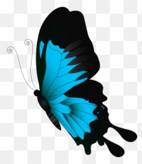Blue Flying Butterfly Png Clip Art - Red Transparent Emoji