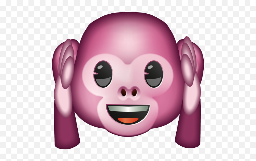 Pink Hear - Cartoon Emoji,Hear Speak See No Evil Emoji