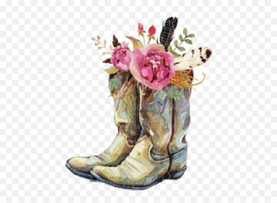 Cowboy Boots Sticker Challenge On Picsart - Watercolor Flower And Feather Emoji,Snake Boots Emoji