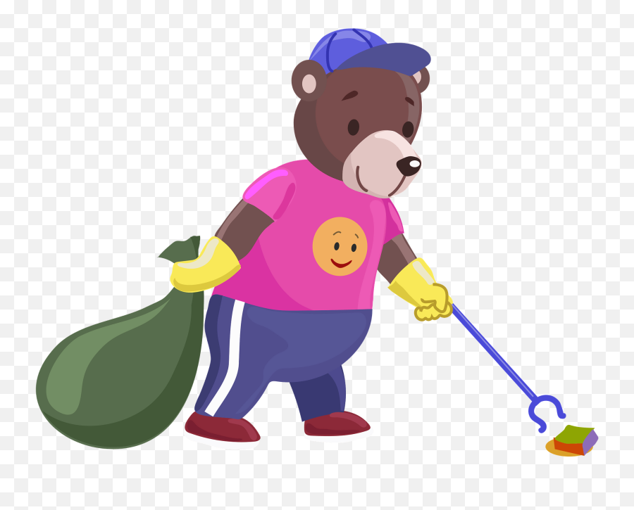 Bear Cleanup The Garbage Clipart Free Download Transparent - Cartoon Emoji,Clean Up Emoji