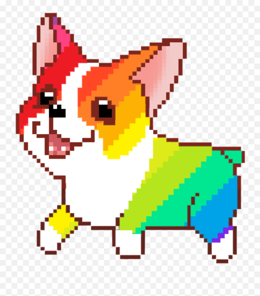 Corgi Pixel Rainbow Kawaii Sticker - Transparent Dancing Dog Gif Emoji,Corgi Emoji