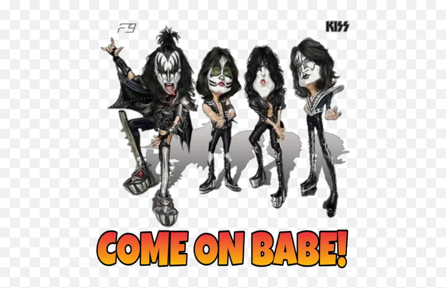 Kiss Rock Band Stickers For Whatsapp - Queen Band Drawing In Cartoon Emoji,Band Emoji