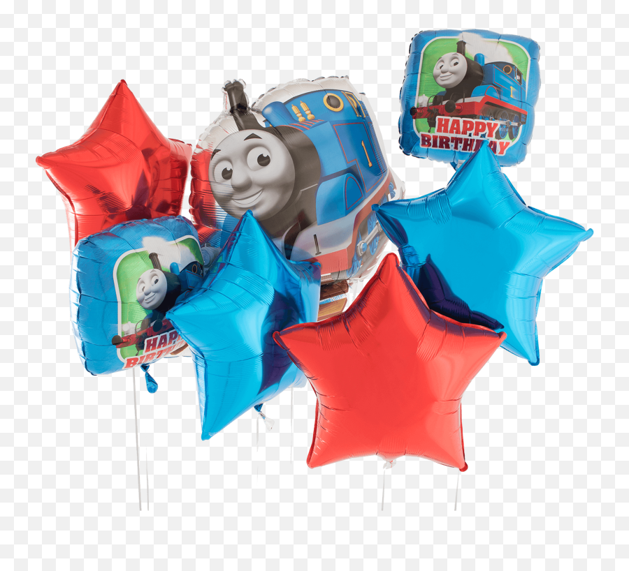 Birthday Foil Balloon Bouquet - Thomas And Friends Emoji,Teal Ribbon Emoji