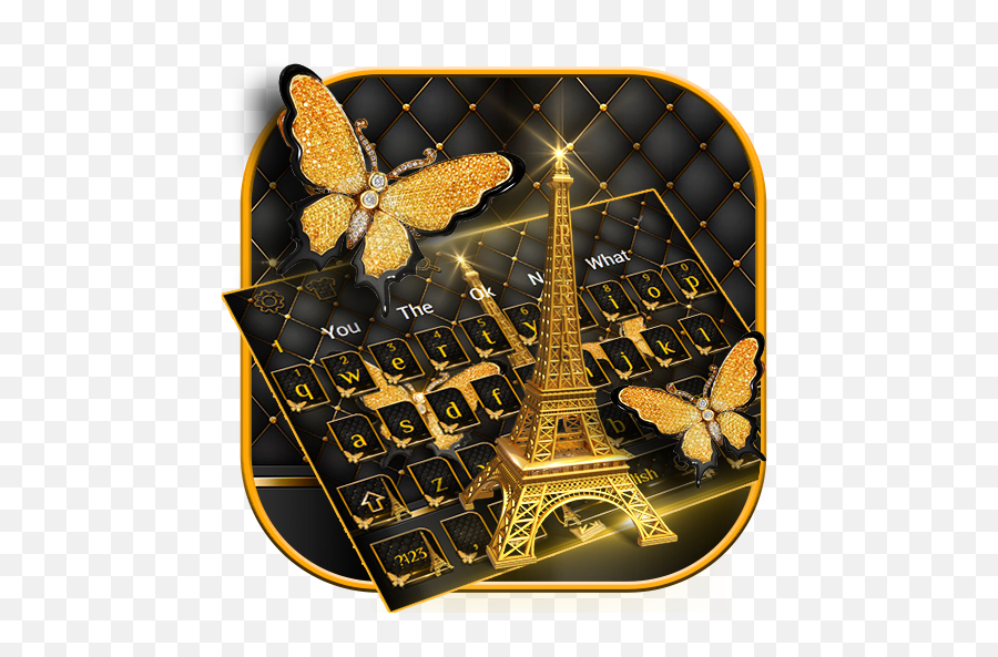 Golden Butterfly Eiffel Tower Keyboard U2013 Google - Illustration Emoji,Is There An Eiffel Tower Emoji
