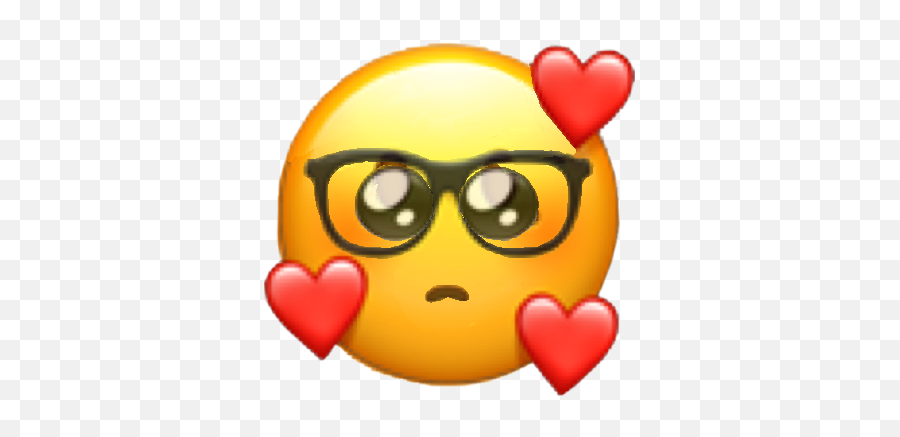 Emoji Nerdy Nerd Lovely Cute Sticker - Pleading Emoji With Hearts,Nerd ...