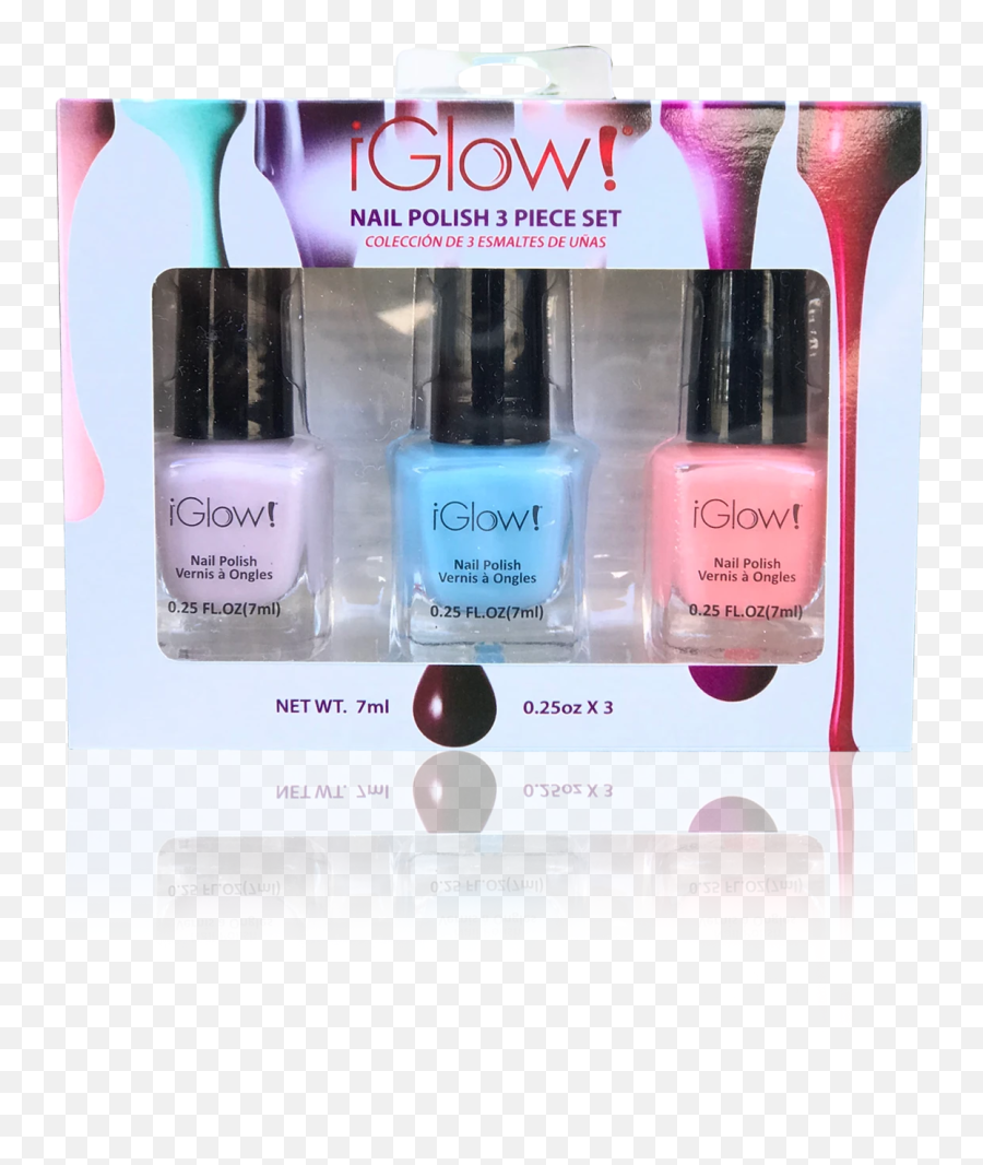 Iglow Nail Polish 3pk Shades - Periwinkle Sky Blue Coral Glow Nail Polish 3 Piece Set Emoji,Nails Emoji