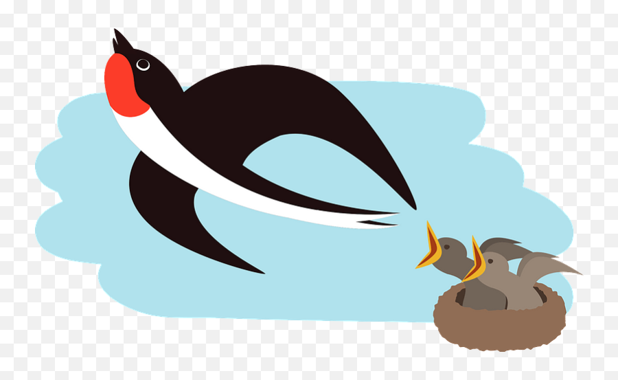 Swallow Bird Flying Away From Baby - Bird Flying Away Clipart Emoji,Flying Bird Emoji