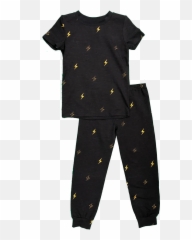 Boys Short Sleeve Black Lightning Bolts - Garment Emoji
