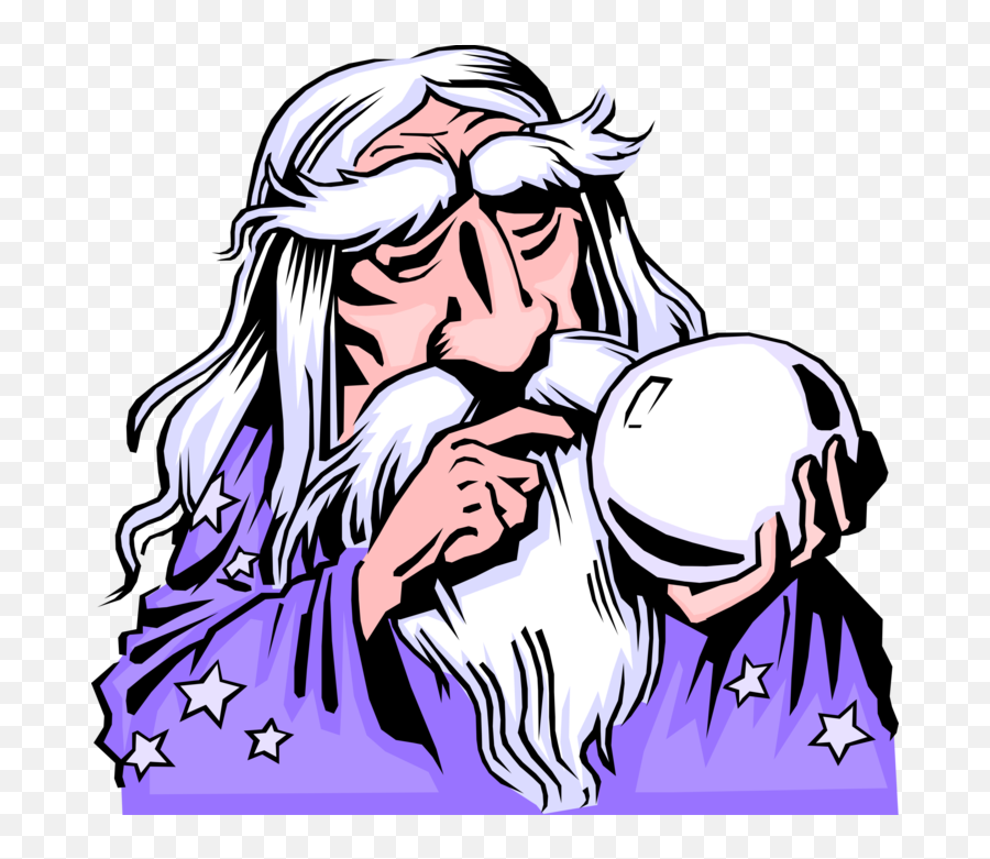 Vector Illustration Of Merlin The - Wizard With Crystal Ball Emoji,Magic Ball Emoji