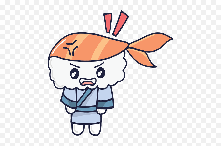 Angry Kawaii Sushi Boy Cartoon - Transparent Png U0026 Svg Kawaii Sushi Cartoon Emoji,Sushi Emoji