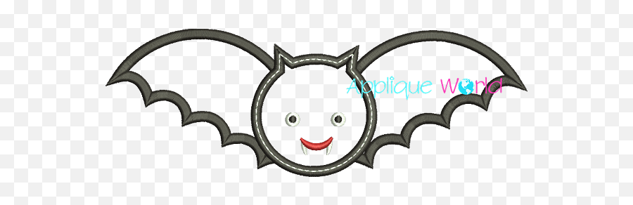 Bat Halloween Applique Embroidery - Cartoon Emoji,Bat Emoticon