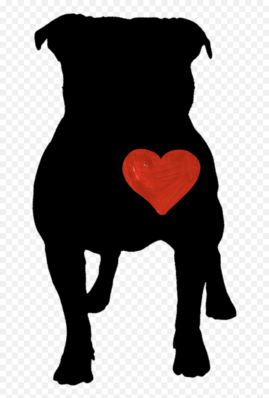 Pitbull Dog Loveit Black Heart Red Pet - Dog With Heart Silhouette Emoji,Pitbull Emoji