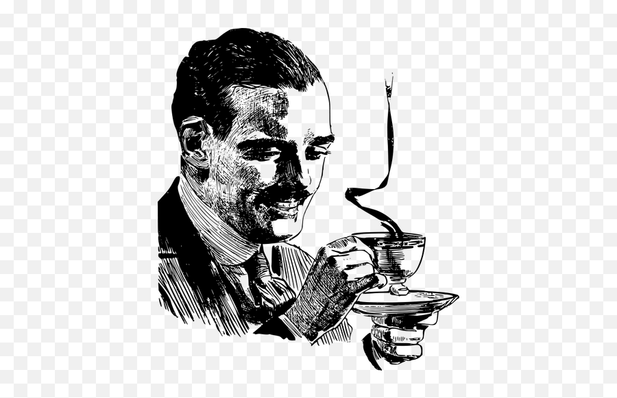 Drinking Coffee Vector Drawing - Mustache Man With Coffee Emoji,Tea Emoji