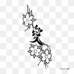 How To Draw Sakura Tattoo Flowers - Sakura Tattoo Drawing Emoji,Sakura Flower Emoji