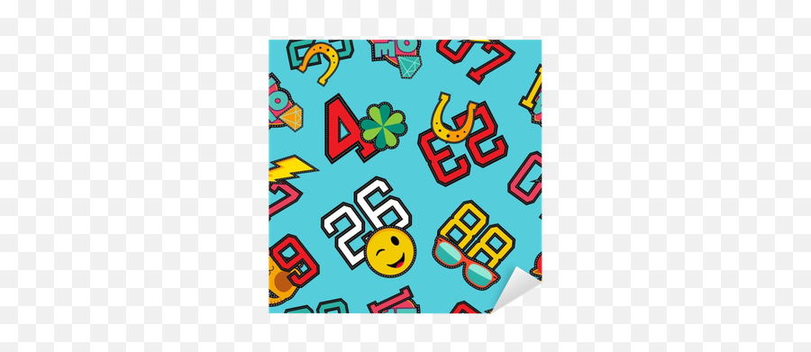 Lucky Numbers Stitch Patch Icons Seamless Pattern Sticker U2022 Pixers - We Live To Change Clip Art Emoji,Lucky Emoji