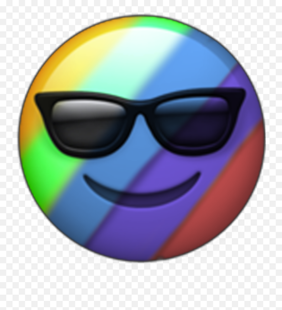 Rainbow Emoji Cool Glasses Color Colorful Smiley Yellow - Smiley,Rainbow Emoji Png