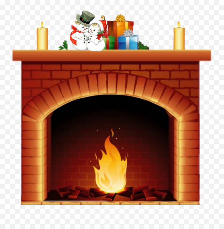 Fire Christmas Fireplace Sticker - Fireplace Png Emoji,Fireplace Emoji