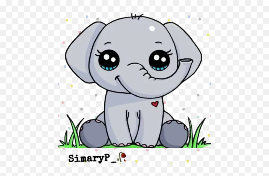 Elefantes Kawaiby Simaryp Stickers For Whatsapp - Kawaii Cute Elephant Drawing Emoji,Boobie Emoji