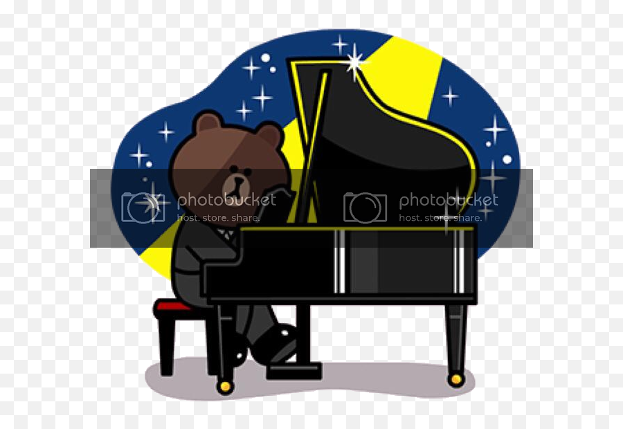 Line Stickers - Brown Line Friends Piano Emoji,Emoji Man And Piano