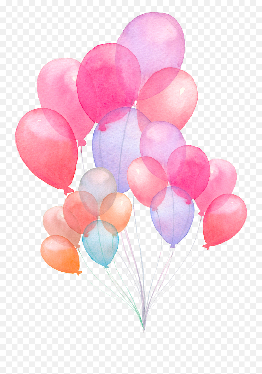 Balloon Balloons Birthday Party Pink Watercolor Freetoe - Watercolor Balloon Emoji,Birthday Balloon Emoji