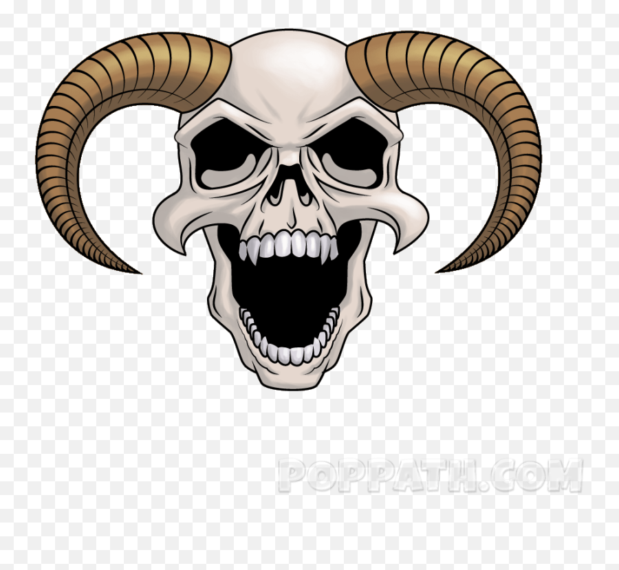 How To Draw A Devil Skull - Skull With Horns Transparent Background Emoji,Skull Crossbones Emoji