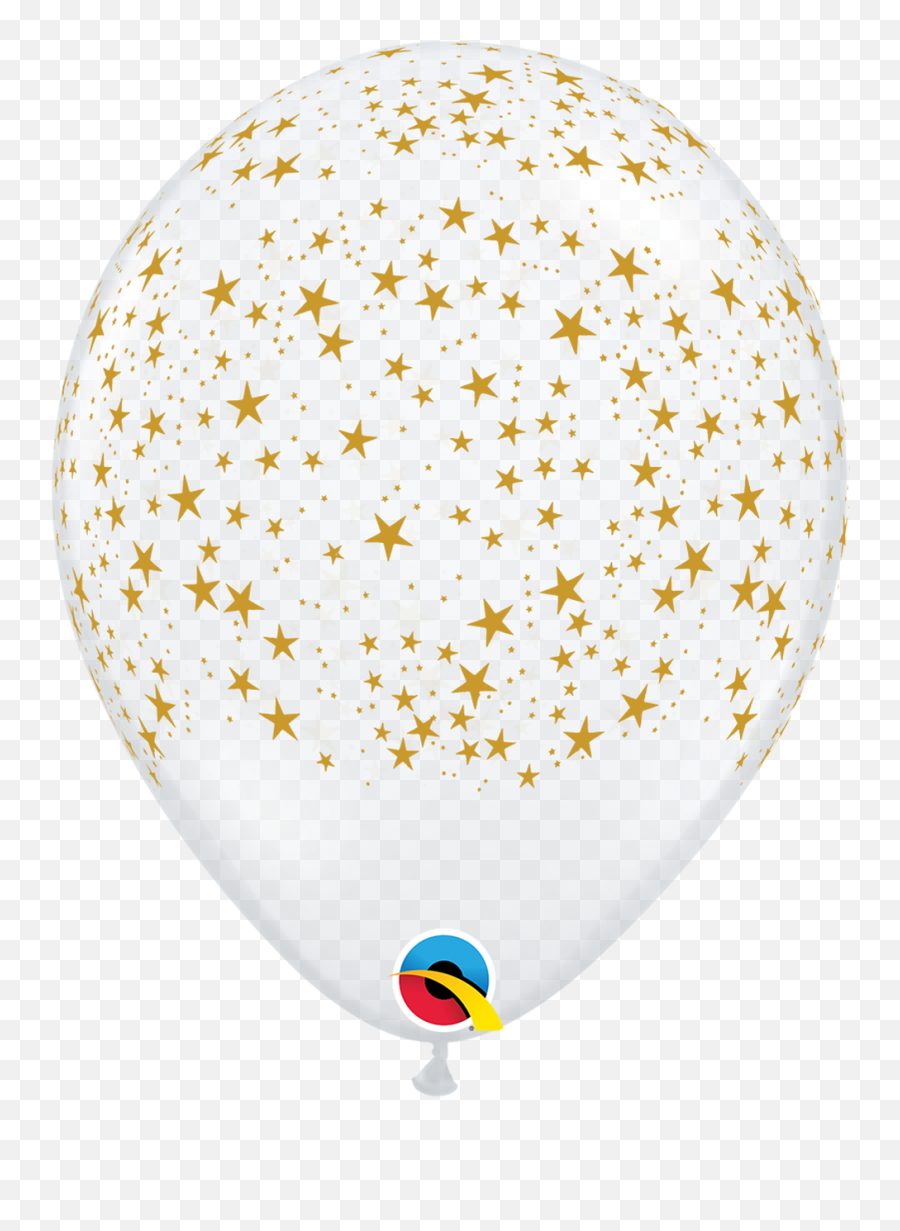 11q Stars A Round Crystal Clear W Gold Stars Print 50 - Balloon Emoji,Gold Star Emoji