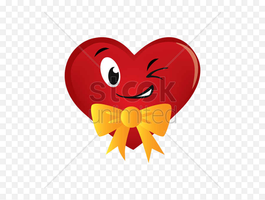 Heart With Bow Vector Image - Cartoon Emoji,Bow Emoticon